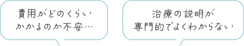費用がどのくらいかかるのか不安…治療の説明が専門的でよくわからない